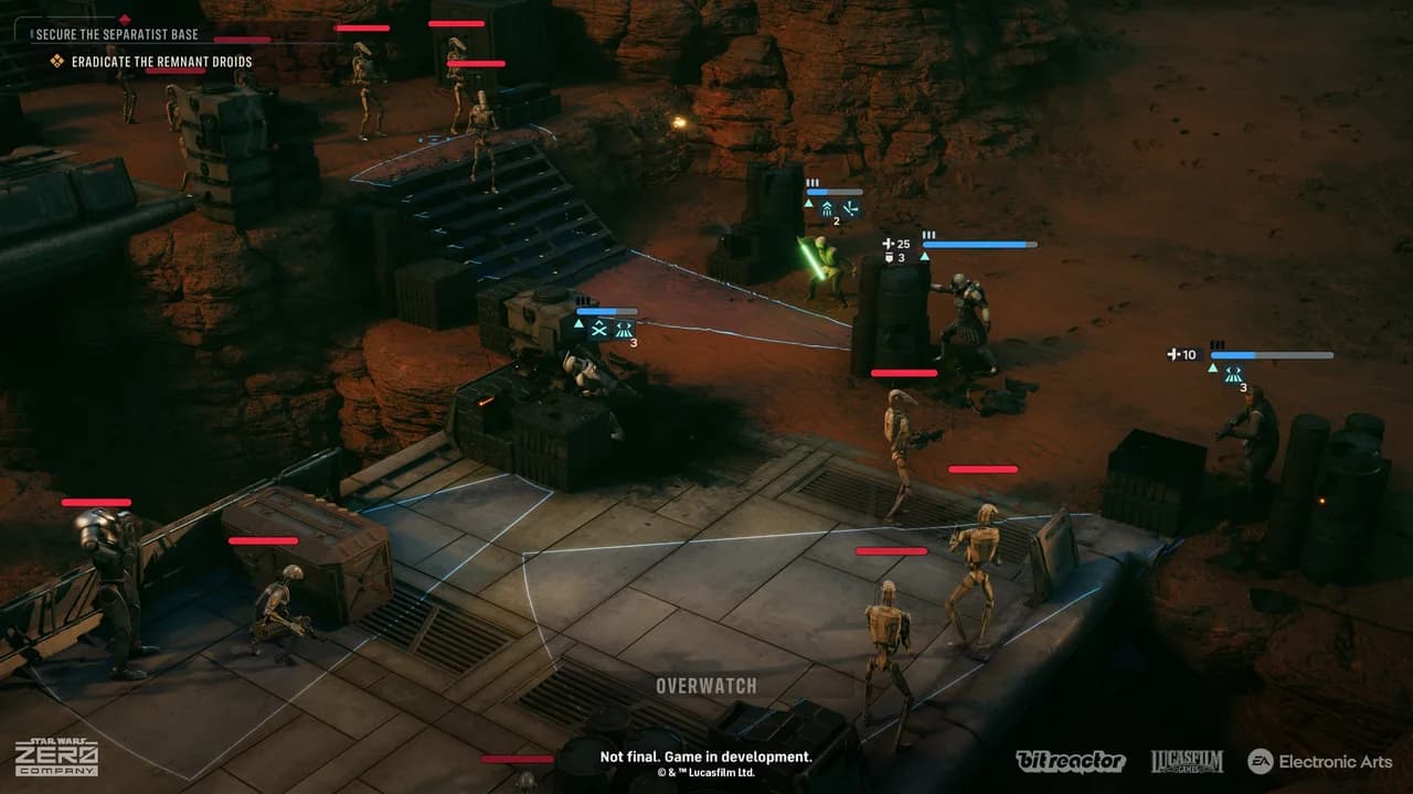 An Overwatch cone covers an area, not every direction around the operator.