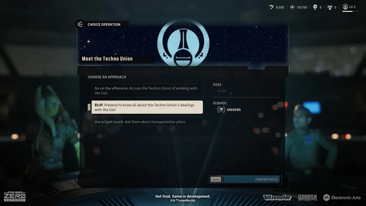 Operations offer strategic choices through the Holotable.